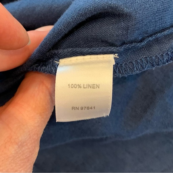 J. Jill blue linen sleeveless top with double split hem and gathered side - Picture 11 of 12